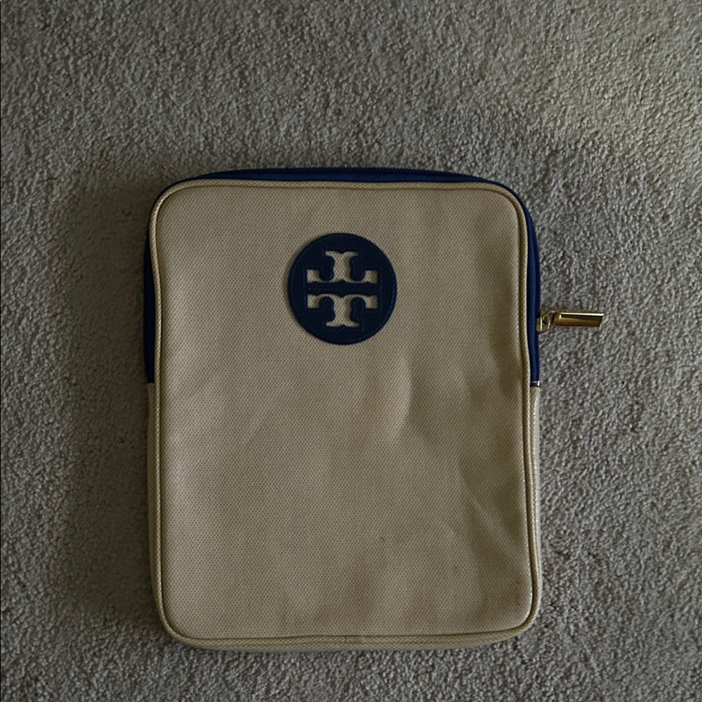 Tory Burch Tan and Blue iPad case